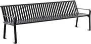 Global Industrial 8 ft. Outdoor Park Bench with Back, Vertical Steel Slats