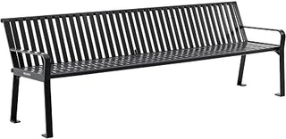 Global Industrial 8 ft. Outdoor Park Bench with Back, Vertical Steel Slats