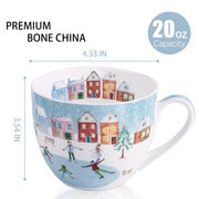 MFoffice Hug Mug, 20 Ounces Bone China, Winter Skating