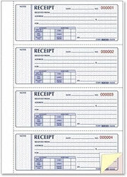 Rediform Money Receipt Book, Hardcover, Three-Part Carbonless, 7 x 2.75, 4 Forms/Sheet, 200 Forms Total