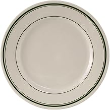 Yanco GB-9 Green Band 9.75" Dinner Plate, China, American White Color, Pack of 24