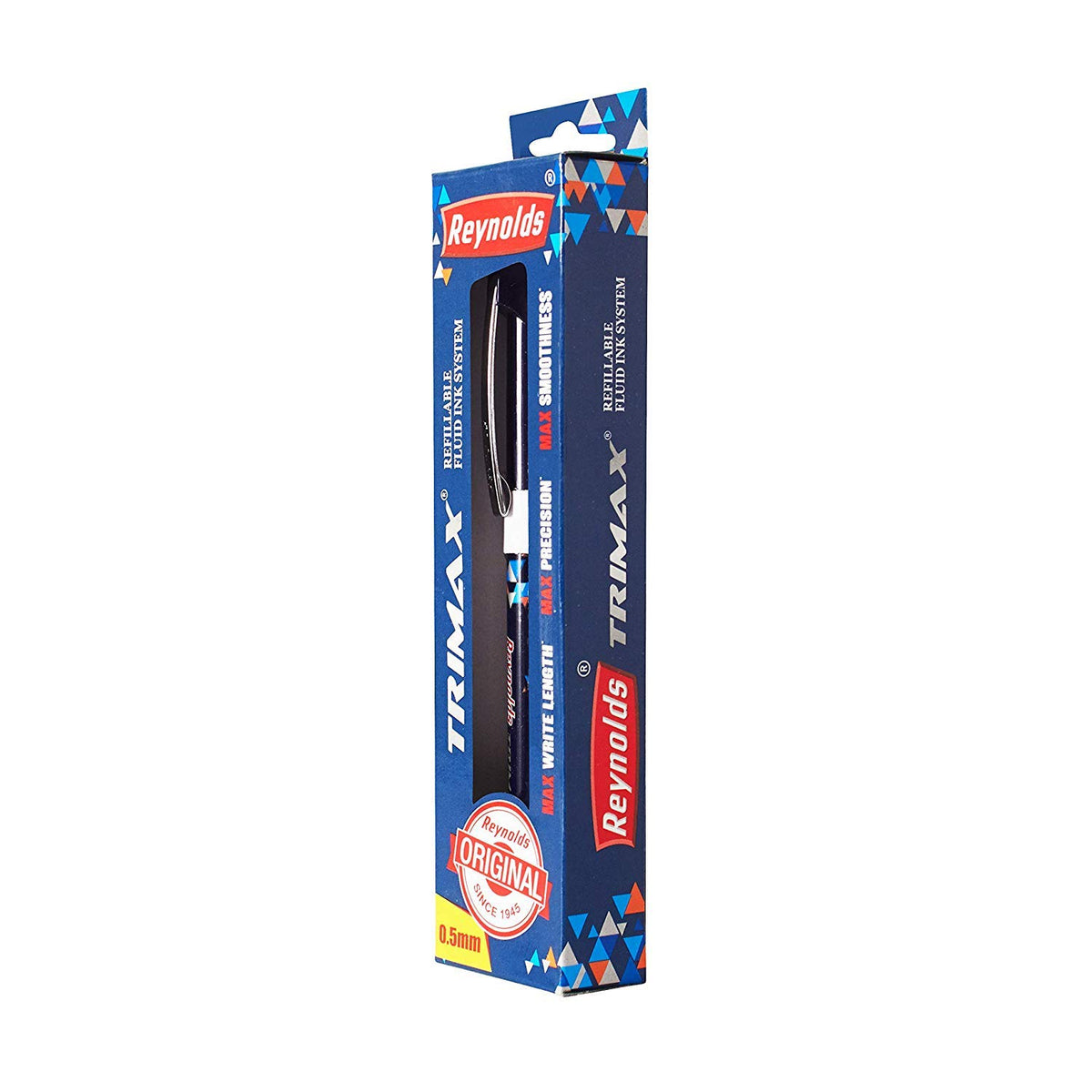 Trimax Pen (Blue) - Pack of by Reynolds – 1 Count (Pack of 2), Plastic, Blue, Pack of 2, Model RND_PEN_TRIMAX_BLUE_2PCS