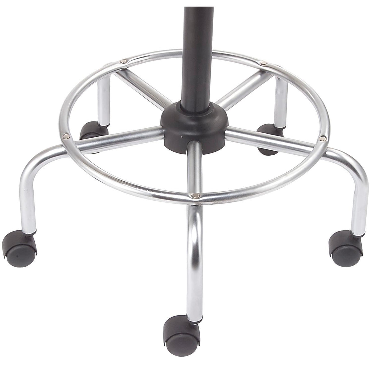 4 Way Adjustable Stool with Chrome Base & Armrests by Global Industrial – 24 inches x 24.5 inches x 9.5 inches, Polyurethane, Black, Model A203TC+19C2ARM