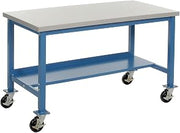 Global Industrial Mobile Production Workbench, Plastic Laminate Safety Edge, 48" W x 30" D, Blue