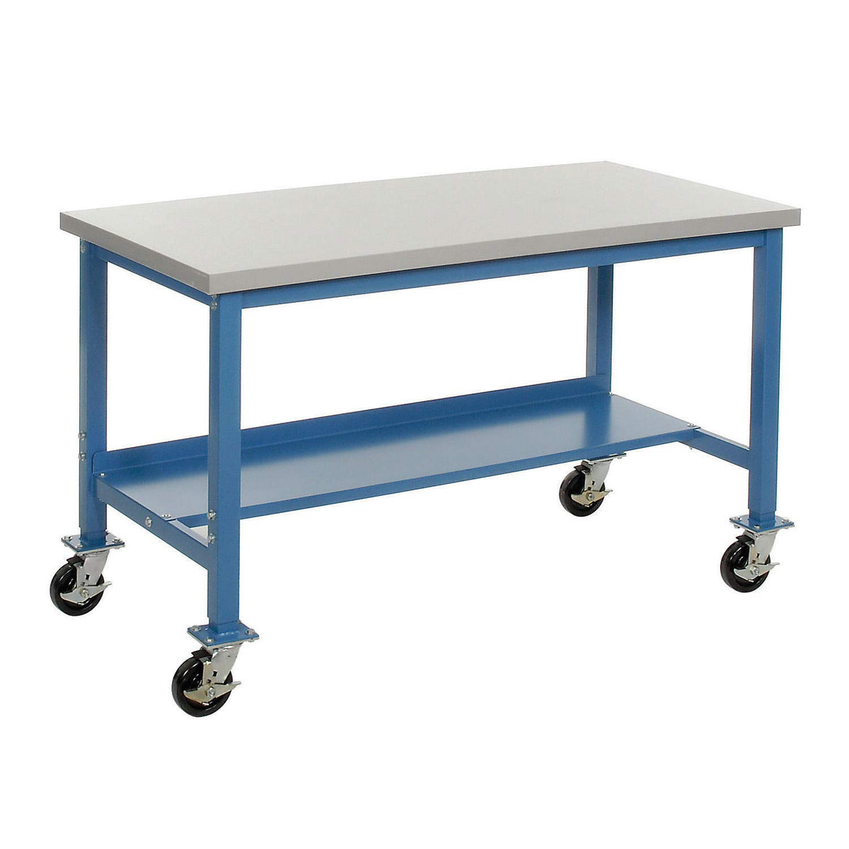 Mobile Production Workbench by Global Industrial – 30"L x 72"W x 36"H, Steel, Blue, Model 253987BL