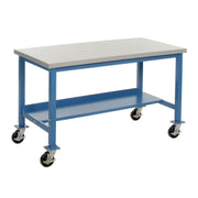 Mobile Production Workbench by Global Industrial – 30"L x 60"W x 36"H, Steel, Blue, Model 253986BL