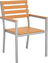 Global Industrial Stackable Outdoor Dining Arm Chair, Tan, 4 Pack