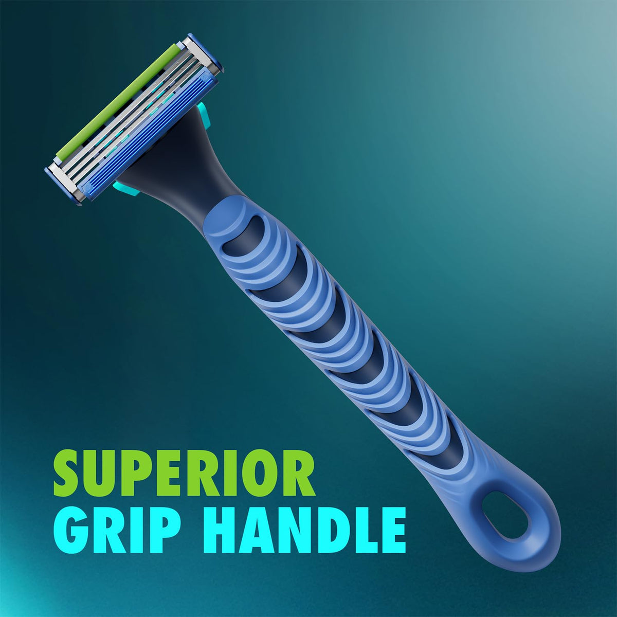 Guard 3in1 Shaving Razor Blade for men - 2 Cartridges + 1 Razor | Smooth Shave | Aqua gel Lubrastrip | 3 Platinum Coated Blades | Rubber Handle Grip | Flexi Head | good for