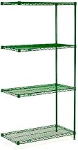 Nexel Poly-Green, 4 Tier, Wire Shelving Add-On Unit, 72"W x 24"D x 54"H