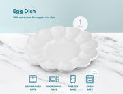 KooK Porcelain Egg Server, Holds 12 Halves, 10 Inch, White