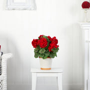 Geranium Silk Plant by Nearly Natural – 10.25" x 10.25" x 17.5", Silk, Red, Model 4691