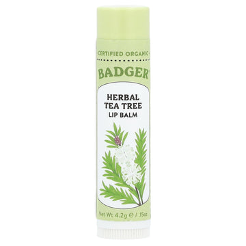 Lip Balm Tea Tree Lemon Organic, 0.15 Ounce by Badger – 1 Count (Pack of 1), Green, Model B051