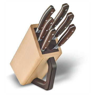 Grand Maitre Kitchen 6 Piece Set Wood Cutlery Block by Victorinox – 9.1 x 5.2 x 15.6 in, Wood, Beech, Model 7.7240.6