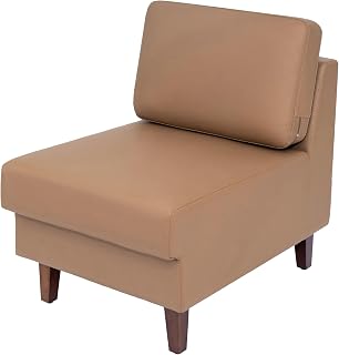 Flash Furniture Hercules LeatherSoft Middle Reception Chair, Cognac | Solid Wood Legs, Adjustable Floor Glides