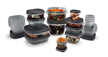 EasyFindLids Food Storage Containers with SilverShield Antimicrobial Protection by Rubbermaid – Assorted Sizes (42-Piece), 4.85 liters, Plastic, Gray, Model 2135721