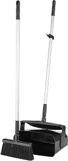 Remco - A Vikan Company 62509 Lobby Dustpan with Broom, Polypropylene/Polyester/Aluminum, 7" X 14" Bin, 37" Handle, Black