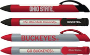 Ohio State University Buckeyes Greeting Pen Rotating Message Pens - 4 Pack (8043) Officially Licensed Collegiate Product