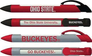 Ohio State University Buckeyes Greeting Pen Rotating Message Pens - 4 Pack (8043) Officially Licensed Collegiate Product
