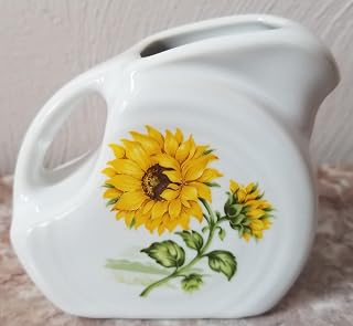 Fiesta Mini Disc Pitcher - White w/Sunflowers - HLC USA
