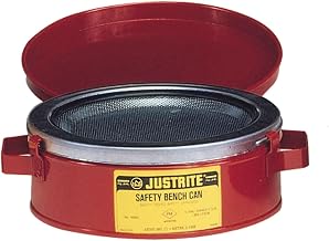 Justrite Bench Can, 1/2 Gal., Galvanized Steel, Red