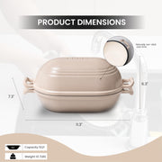 Frrly Enameled Cast Iron Dutch Oven, 5 Qt Oval Bread Pan with Lid, Latte