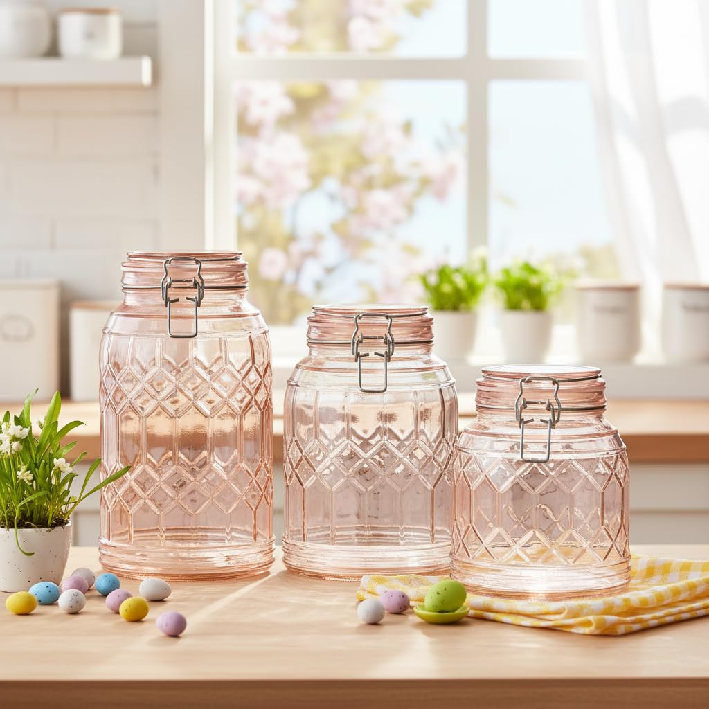 10 Strawberry Street Blush / 3 Piece Set / 44.0 fluid_ounces Food Jars & Canisters