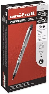 Uni-Ball Vision Elite Rollerball Pen, Black, Bold Point, 0.8mm Ink, Office Supplies