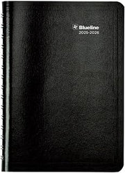 Blueline Essential Academic Weekly/Monthly Planner, 13 Months, July 2025 to July 2026, Twin-Wire Binding, Soft Vicuana Cover, 8" x 5", Black (CA101.BLK-26)
