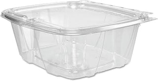 Dart 32 oz ClearPac SafeSeal Tamper-Evident Clear PET Plastic Container with Hinged Flat Lid, CH32DEF (200 Count)