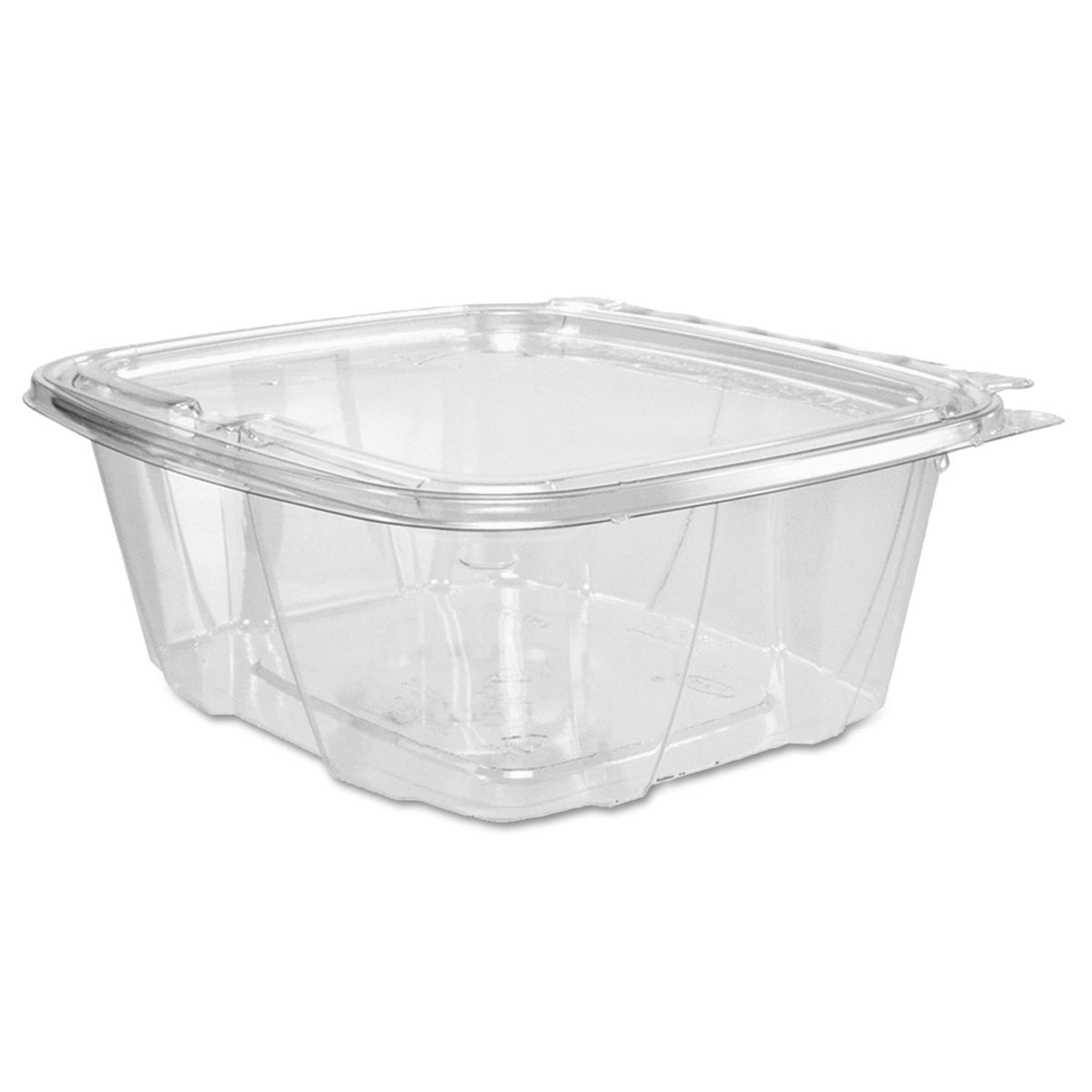 32 oz ClearPac SafeSeal Tamper-Evident Clear PET Plastic Container with Hinged Flat Lid by DART – 32 oz., 32.0 ounces, Polyethylene Terephthalate (PET), Clear, Model CH32DEF