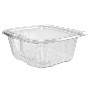 32 oz ClearPac SafeSeal Tamper-Evident Clear PET Plastic Container with Hinged Flat Lid by DART – 32 oz., 32.0 ounces, Polyethylene Terephthalate (PET), Clear, Model CH32DEF