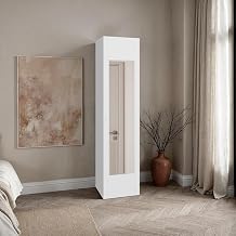 Kotlik 1 Door Wardrobe 67" H with Vertical Storage and Four Shelves, White, Bedroom