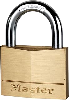 Padlock, Solid Brass Body Padlock, High Security Lock, Best Used for Storage Units, Sheds, Garages, Trailers and More by Master Lock – 70mm 6-Pin, Brass, Model 170EURD
