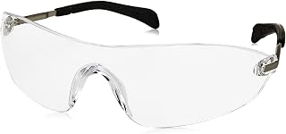 MCR Safety Glasses S2210AF Blackjack S22 Series Clear Lens with UV Protection and Anti-Fog Coating, Chrome Metal Temple Frameless Design, 1 Pair