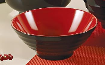 Yanco Two-tone Collection 8" Black and RED Melamine Noodle, Cereal,soup Bowl 36 Oz Box of 24