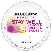 Bigelow Benefits Stay Well Lemon Echinacea Keurig K-Cups Pods Herbal Tea by Bigelow Tea – 22 Count (Pack of 4), Brown, Pack of 4, Model 5000359645