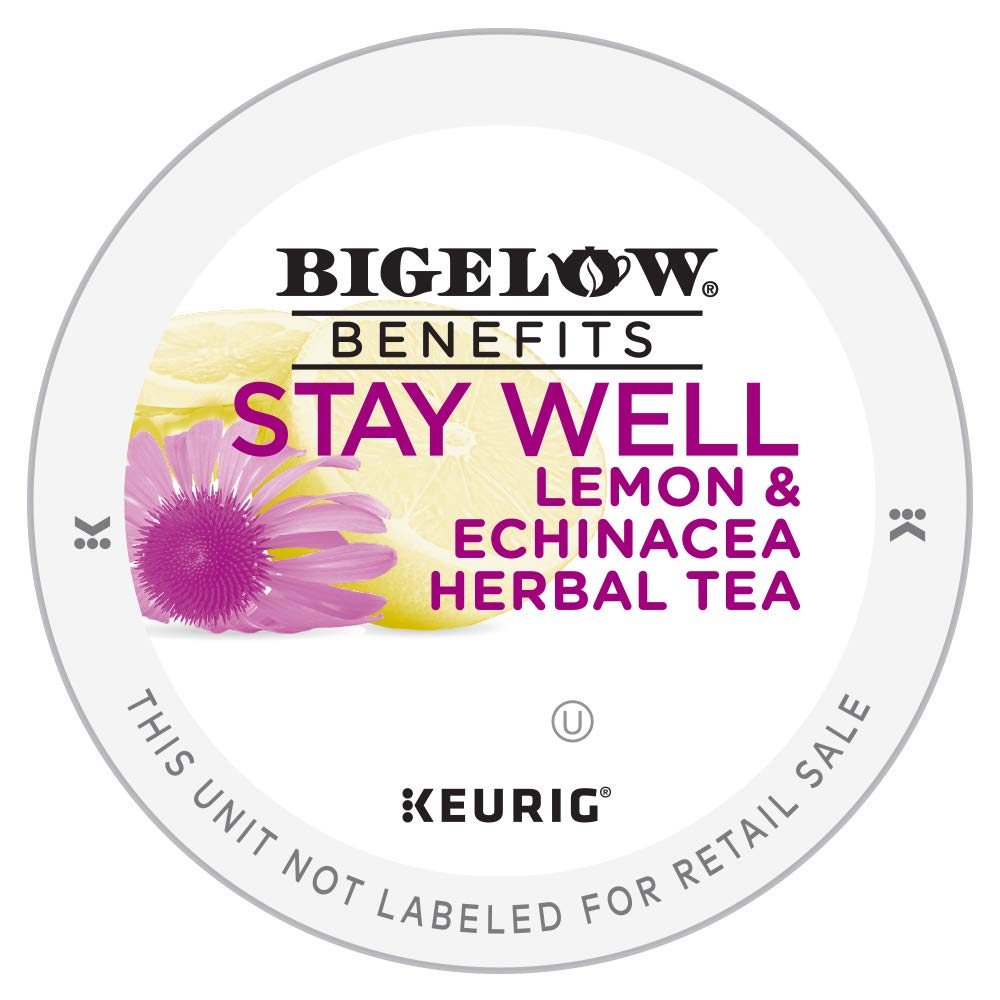 Bigelow Benefits Stay Well Lemon Echinacea Keurig K-Cups Pods Herbal Tea by Bigelow Tea – 22 Count (Pack of 4), Brown, Pack of 4, Model 5000359645