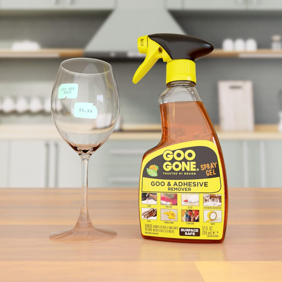 Adhesive Remover Spray Gel 12 Oz with Scraper by Goo Gone – 12 Fl Oz (Pack of 1), Model 2256ZBP