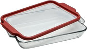 Anchor Hocking 3-quart Glass Baking Dish with Airtight TrueFit Lid, Cherry Red, Set of 1