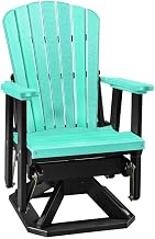 Blue Swivel Glider Chair, Aruba Blue Black, Heavy Duty Poly Seating, All Weather Patio Furniture, Coastal Style