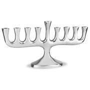 Zion Judaica Menorah with Candles, Polished Aluminum, Silver