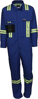 MCR Safety Summit Breeze Flame Resistant FR Long Sleeve Coveralls, 7 oz Cotton, Reflective, Vents, Royal Blue, 56 Tall