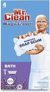Mr. Clean Magic Eraser Lavender Scent with Febreze, Removes Soap Scum, 4 Pads (Pack of 2)