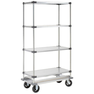 Nexel 48x24x70 Galvanized Shelf Truck with Dolly Base by Global Industrial – 48"L x 24"W x 70"H, Alloy Steel, Grey, Model 241996