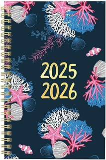 Blueline Essential Academic Weekly/Monthly Planner, 13 Months, July 2025 to July 2026, Gold Twin-Wire Binding, Poly Cover, 8" x 5", Under the Sea Design, Starfish (CA114PH.03-26)