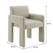 Fabric-Upholstered Dining Chair with Arms and Thick Cushion by Furnifact – Polyester, Linen Brown