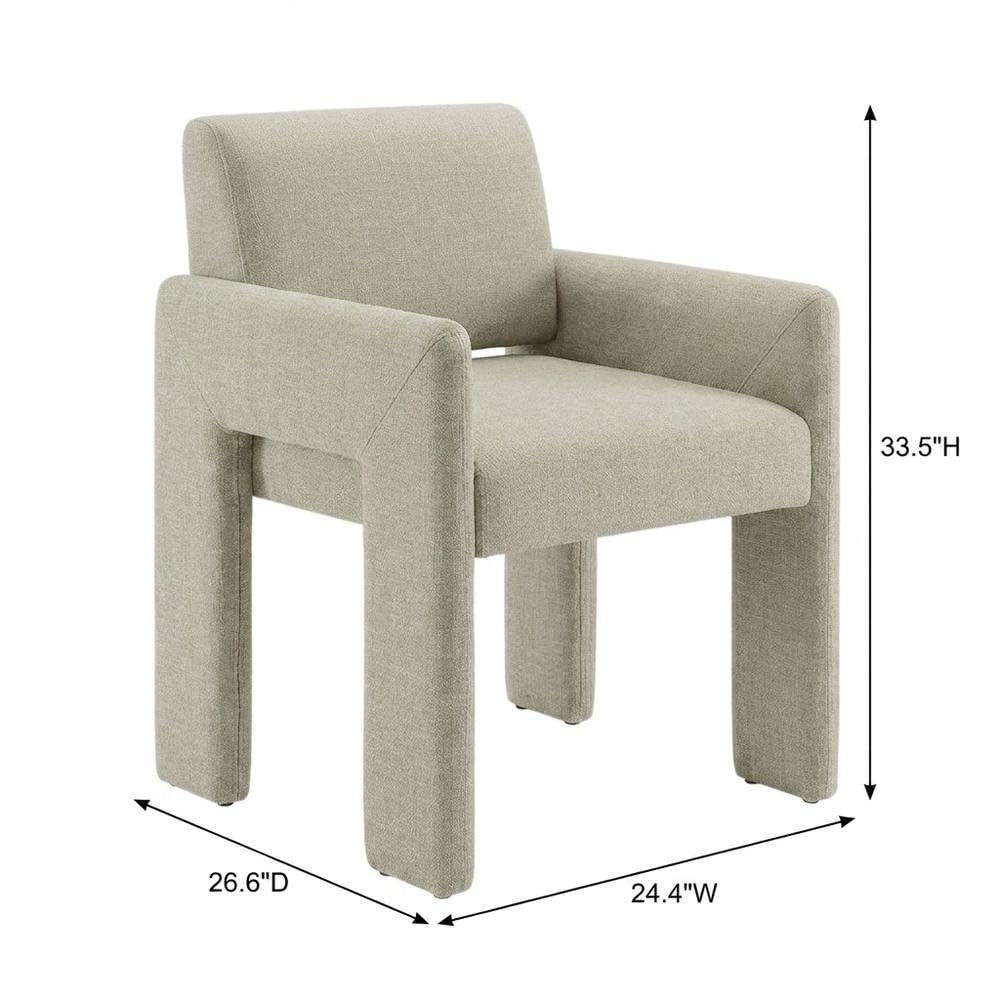 Fabric-Upholstered Dining Chair with Arms and Thick Cushion by Furnifact – Polyester, Linen Brown