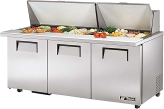 TRUE TSSU-72-30M-B-ST-ADA 72" Mega Top 3-Door ADA Height Sandwich/Salad Prep Refrigerator - 30 Pans