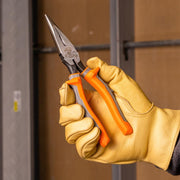 Pliers, Made in USA, Electrician's Insulated Long Nose Side-Cutting Pliers, 1000V Rated, Induction Hardened Knives, 8-Inch by KLEIN TOOLS – Long Nose Cutters, Model 2038RINS