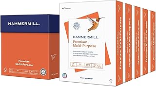 Hammermill Printer Paper, Premium Multipurpose Paper 24 lb, 8.5 x 11-5 Ream (2,500 Sheets) - 97 Bright, Made in the USA, 105810C